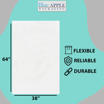 38X64 inches Clear Flat Poly Bags 2Mil Open Top (LDPE)